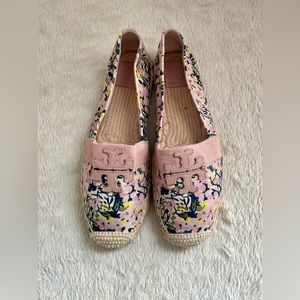 Tory Burch Pink Floral Espadrilles